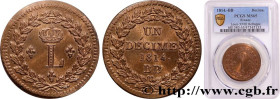 LOUIS XVIII
Type : Un décime à l’L couronnée, Refrappe 
Date : 1814 
Mint name / Town : Strasbourg 
Quantity minted : --- 
Metal : bronze 
Diameter : ...