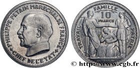 FRENCH STATE
Type : Essai de 10 francs Pétain en aluminium par Bazor/Vézien 
Date : 1943 
Mint name / Town : Paris 
Quantity minted : --- 
Metal : alu...