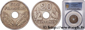 FRENCH STATE
Type : Essai de 20 centimes État français en Maillechort 
Date : 1941 
Mint name / Town : Paris 
Metal : nickel silver 
Diameter : 24  mm...