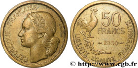 IV REPUBLIC
Type : Pré-série 50 francs Guiraud, sans le mot “essai” avec listel large 
Date : 1950 
Quantity minted : --- 
Metal : bronze-aluminium 
D...