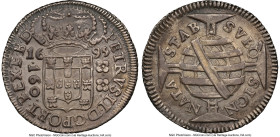 Pedro II 160 Reis 1695-(B) AU58 NGC, Bahia mint, KM79.1, LMB-109. Large crown variety. One year type. Single-finest example at NGC displaying a notabl...