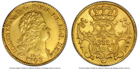 João V gold 6400 Reis (Peça) 1748-B AU Details (Cleaned) PCGS, Bahia mint, KM151, LMB-148. HID09801242017 © 2024 Heritage Auctions | All Rights Reserv...