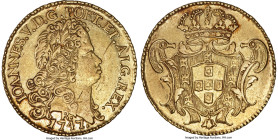 João V gold 6400 Reis (Peça) 1747-R XF, Rio de Janeiro mint, KM149, LMB-222. 13.3gm. HID09801242017 © 2024 Heritage Auctions | All Rights Reserved
