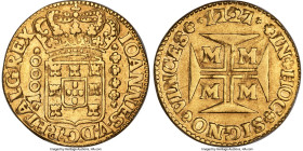 João V gold 1000 Reis 1727-M XF (Clipped), Minas Gerais mint, KM113, LMB-235. 2.2gm. Final date and second key to series, missing from several major c...