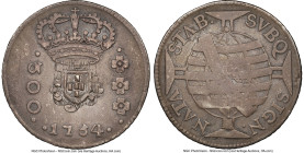 João Prince Regent 320 Reis ND (1809) XF40 NGC, Rio de Janeiro mint, KM297, LMB-267. Shield Counterstamp (AU Standard) on Jose I 300 Reis 1754-R (cf. ...