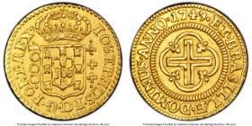 Jose I gold "Reversed D" 1000 Reis 1749-(L) AU Details (Cleaned) PCGS, Lisbon mint, KM161, LMB-299. IOSEPHUS DOMINUS type. Struck with a reverse from ...