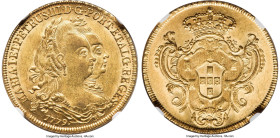 Maria I & Pedro III gold 6400 Reis (Peça) 1779-R MS61 NGC, Rio de Janeiro mint, KM199.2, LMB-461. Amply lustrous. HID09801242017 © 2024 Heritage Aucti...