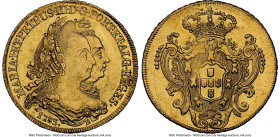 Maria I & Pedro III gold 6400 Reis (Peça) 1783-R AU Details (Cleaned) NGC, Rio de Janeiro mint, KM199.2. A lovely offering exhibiting golden surfaces ...
