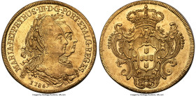 Maria I & Pedro III gold 6400 Reis 1784-R AU (Scratch), Rio de Janeiro mint, KM199.2, LMB-466. 14.4gm. HID09801242017 © 2024 Heritage Auctions | All R...
