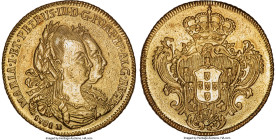 Maria I & Pedro III gold 3200 Reis 1781-B AU (Cleaned), Bahia mint, KM150, LMB-476. 7.0gm. A scarce denomination which often comes to market in detail...