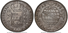 João Prince Regent 960 Reis 1813-B AU58 NGC, Bahia mint, KM307.1, LMB-398. Overstruck on a Mexico "Armored Bust" 8 Reales host. Distinct remnants of t...