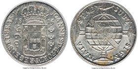 João Prince Regent 960 Reis 1816-B MS63 PCGS, Bahia mint, KM307.1, LMB-401a. Overstruck on a Mexican (Mo-FT) 8 Reales host. A Choice, lustrous piece. ...