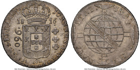 João Prince Regent 960 Reis 1816-B MS61 NGC, Bahia mint, KM307.1, LMB-401a. Struck on a Spain Ferdinand VII 8 Reales 1813 C-CJ (Cadiz mint). A combina...
