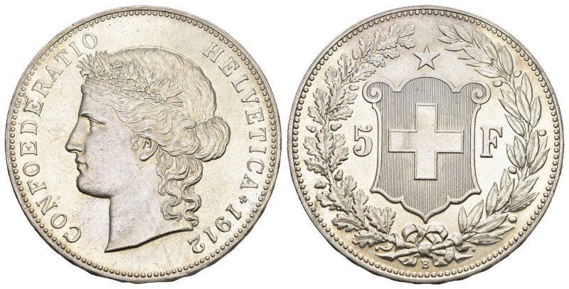 SCHWEIZ. EIDGENOSSENSCHAFT. 5 Franken 1912 B, Bern. 24.99 g. Divo 282. HMZ 2-119...