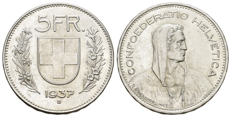 SCHWEIZ. EIDGENOSSENSCHAFT. 5 Franken 1937. Divo 442. HMZ 2-1200e. vorzüglich bi...