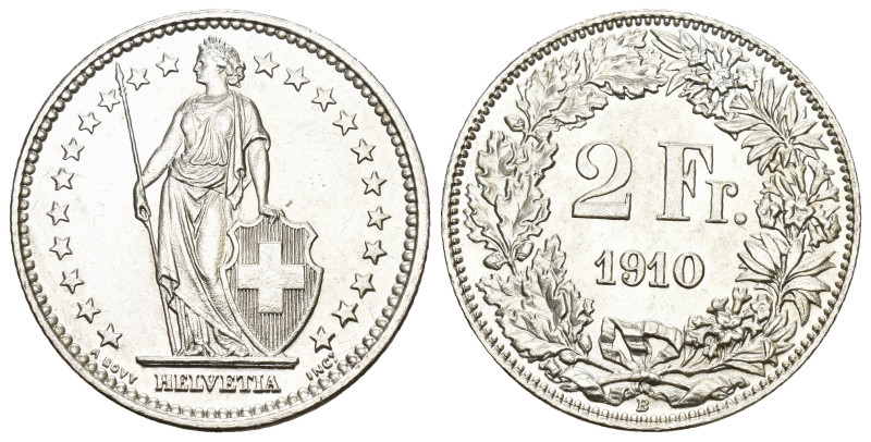 SCHWEIZ. EIDGENOSSENSCHAFT. 2 Franken 1910 2 Franken 1910. Divo 266. HMZ 2-1202p...