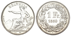 SCHWEIZ. EIDGENOSSENSCHAFT. 1 Franken 1850 A, Paris. 4.97 g. Divo 3. HMZ 2-1203a berieben sonst fast unzirkuliert Dieses Los unterliegt bei Auslieferu...