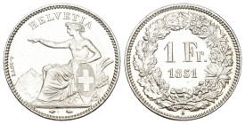 SCHWEIZ. EIDGENOSSENSCHAFT 1 Franken 1851 A, Paris. Divo 13. HMZ 2-1203b. Fast unzirkuliert Dieses Los unterliegt bei Auslieferung in der Schweiz der ...