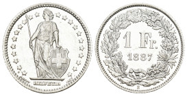 SCHWEIZ. EIDGENOSSENSCHAFT. 1 Franken 1887 B, Bern. 5.00 g. Divo 402. HMZ 2-1204 fast unzirkuliert Dieses Los unterliegt bei Auslieferung in der Schwe...