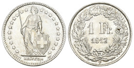 SCHWEIZ. EIDGENOSSENSCHAFT. 1 Franken 1912 B, Bern. 5.00 g. Divo 284. HMZ 2-1204v.bis unzirkuliert Dieses Los unterliegt bei Auslieferung in der Schwe...