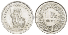 SCHWEIZ. EIDGENOSSENSCHAFT. 1 Franken 1931 B, Bern. 5.00 g. Divo 402. HMZ 2-1204cc vorzüglich bis unzirkuliert Dieses Los unterliegt bei Auslieferung ...