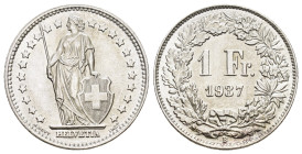 SCHWEIZ. EIDGENOSSENSCHAFT. 1 Franken 1937 B, Bern. 5.00 g. Divo 402. HMZ 2-1204 fast unzirkuliert Dieses Los unterliegt bei Auslieferung in der Schwe...