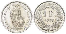 SCHWEIZ. EIDGENOSSENSCHAFT. 1 Franken 1953 B, Bern. 5.00 g. Divo 402. HMZ 2-1204 vorzüglich bis unzirkuliert Dieses Los unterliegt bei Auslieferung in...