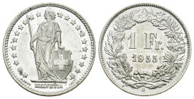 SCHWEIZ. EIDGENOSSENSCHAFT. 1 Franken 1955 B, Bern. 5.00 g. Divo 402. HMZ 2-1204 fast unzirkuliert Dieses Los unterliegt bei Auslieferung in der Schwe...