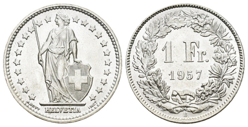 SCHWEIZ. EIDGENOSSENSCHAFT. 1 Franken 1957 B, Bern. 5.00 g. Divo 402. HMZ 2-1204...