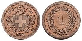 SCHWEIZ. EIDGENOSSENSCHAFT 1 Rappen 1851. Divo 11. HMZ 2-1215. Selten in dieser Erhaltung vorzüglich Dieses Los unterliegt bei Auslieferung in der Sch...