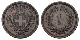 SCHWEIZ. EIDGENOSSENSCHAFT 1 Rappen 1853 schmales Kreuz. Divo 11. HMZ 2-1215. Selten in dieser Erhaltung vorzüglich Dieses Los unterliegt bei Ausliefe...