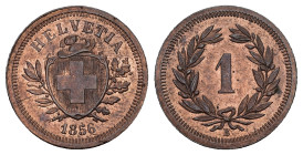 SCHWEIZ. EIDGENOSSENSCHAFT 1 Rappen 1856. Divo 11. HMZ 2-1215. Selten in dieser Erhaltung bis unzirkuliert Dieses Los unterliegt bei Auslieferung in d...