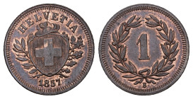 SCHWEIZ. EIDGENOSSENSCHAFT 1 Rappen 1857. Divo 11. HMZ 2-1215. Selten in dieser Erhaltung bis unzirkuliert Dieses Los unterliegt bei Auslieferung in d...