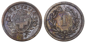 SCHWEIZ. EIDGENOSSENSCHAFT 1 Rappen 1864. Divo 11. HMZ 2-1215. Selten in dieser Erhaltung sehr schön bis vorzüglich Dieses Los unterliegt bei Ausliefe...