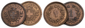 SCHWEIZ. EIDGENOSSENSCHAFT 1 Rappen 1877+1878 Divo 11. HMZ 2-1215. fast FDC Dieses Los unterliegt bei Auslieferung in der Schweiz der Margenbesteuerun...