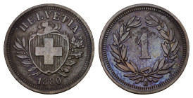 SCHWEIZ. EIDGENOSSENSCHAFT 1 Rappen 1880. Divo 11. HMZ 2-1215. Selten in dieser Erhaltung vorzüglich Dieses Los unterliegt bei Auslieferung in der Sch...