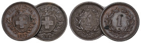 SCHWEIZ. EIDGENOSSENSCHAFT 1 Rappen 1882+1887. Divo 11. HMZ 2-1215. vorzüglich Dieses Los unterliegt bei Auslieferung in der Schweiz der Margenbesteue...
