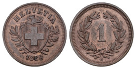 SCHWEIZ. EIDGENOSSENSCHAFT 1 Rappen 1889. Divo 11. HMZ 2-1215. minimaler Stempelriss Selten in dieser Erhaltung gutes vorzüglich Dieses Los unterliegt...