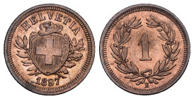 SCHWEIZ. EIDGENOSSENSCHAFT 1 Rappen 1897. Divo 11. HMZ 2-1215. Selten unzirkuliert Dieses Los unterliegt bei Auslieferung in der Schweiz der Margenbes...