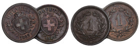 SCHWEIZ. EIDGENOSSENSCHAFT 1 Rappen 1903+1906. Divo 11. HMZ 2-1215. 2 Stk alle vorzüglich Dieses Los unterliegt bei Auslieferung in der Schweiz der Ma...