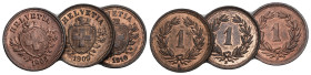 SCHWEIZ. EIDGENOSSENSCHAFT 1 Rappen 1905+1909+1910. Divo 11. HMZ 2-1215.fast FDC Dieses Los unterliegt bei Auslieferung in der Schweiz der Margenbeste...