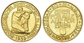 SCHÜTZENMEDAILLEN Luzern. 100 Franken 1939, Bern. Luzern. Eidgenössisches Schützenfest. 17.46 g. Richter (Schützenmedaillen) 908a. Fr. 506. unzirkulie...