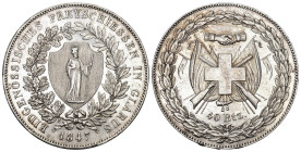SCHÜTZENMEDAILLEN Glarus. 40 Batzen 1847, München. Eidgenössisches Schützenfest in Glarus. 29.53 g. Richter (Schützenmedaillen) 803a. HMZ 2-1341a. Hüb...