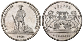 SCHÜTZENMEDAILLEN Zürich. 5 Franken 1859. Zürich. Eidgenössisches Freischiessen. Richter (Schützenmedaillen) 1723a. HMZ 2-1343c.fast unzirkuliert Dies...