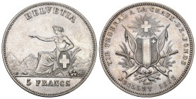 SCHÜTZENMEDAILLEN Neuenburg/Neuchâtel. 5 Franken 1863. La Chaux-de-Fonds. Tir fédéral. 25.03 g. Richter (Schützenmedaillen) 944a. Prachtvolle Erhaltun...