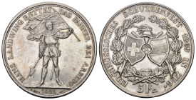 SCHÜTZENMEDAILLEN Zug. 5 Franken 1869. Zug. Eidgenössisches Schützenfest. 25.03 g. Richter (Schützenmedaillen) 1671b.vorzüglich Dieses Los unterliegt ...