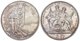 SCHÜTZENMEDAILLEN Tessin/Ticino. 5 Franken 1883. Lugano. Tiro federale. 24.93 g. Richter (Schützenmedaillen) 1373a. Vorzüglich Dieses Los unterliegt b...