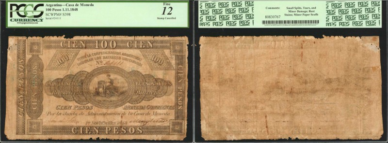 Casa de Moneda. Rosas Rarity. 100 Pesos, 1948. P-S398 & S398s. Issued & Specimen...