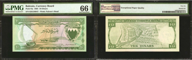 BAHRAIN. Currency Board. 10 Dinars, 1964. P-6a. PMG Gem Uncirculated 66 EPQ.

...