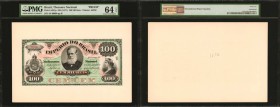 BRAZIL. Thesouro Nacional. 100 Mil Reis, ND (1877). P-A247p. Proof. PMG Choice Uncirculated 64 EPQ and Superb Gem Uncirculated 67 EPQ.

2 pieces in ...